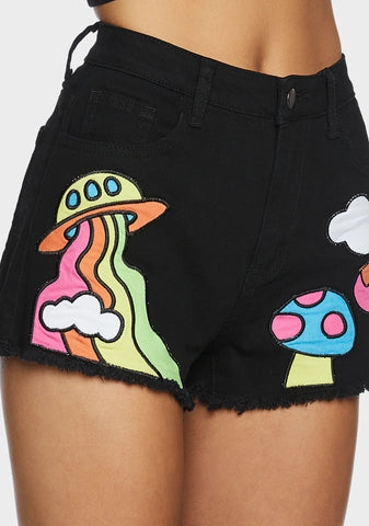 Cosmic Scene Applique Shorts