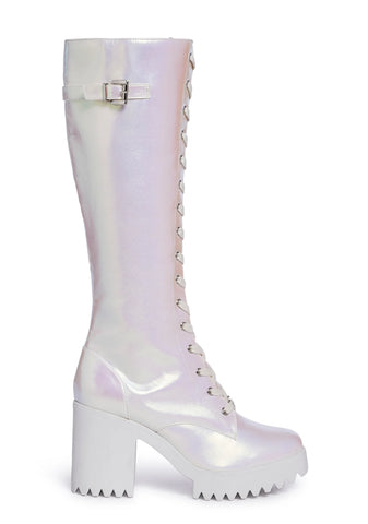 White Fairy Lace-Up High Boots