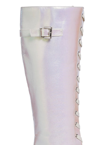 White Fairy Lace-Up High Boots