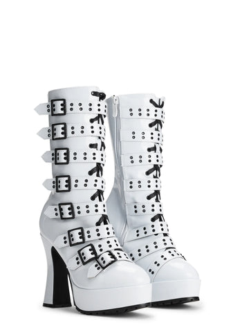 557-Melinoe Heeled Boots - White