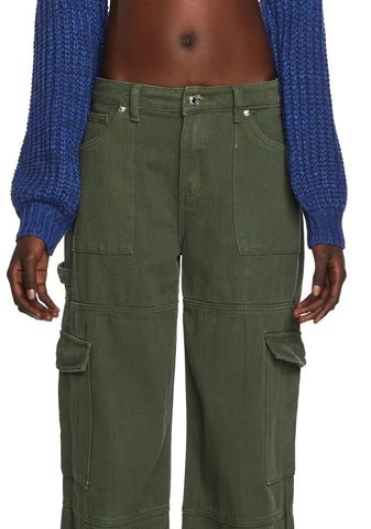 Ember Denim Cargo Pants - Olive