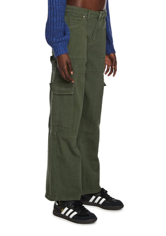 Ember Denim Cargo Pants - Olive