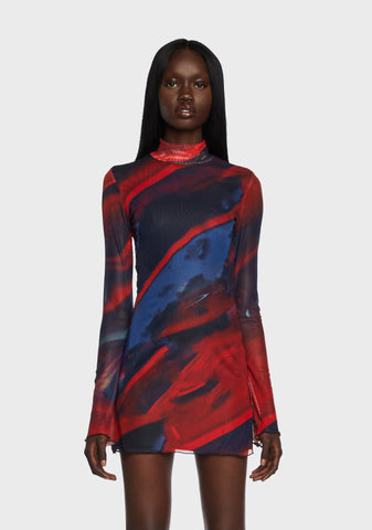 Sparks Fly Mesh Mini Dress