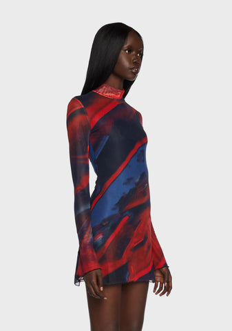 Sparks Fly Mesh Mini Dress