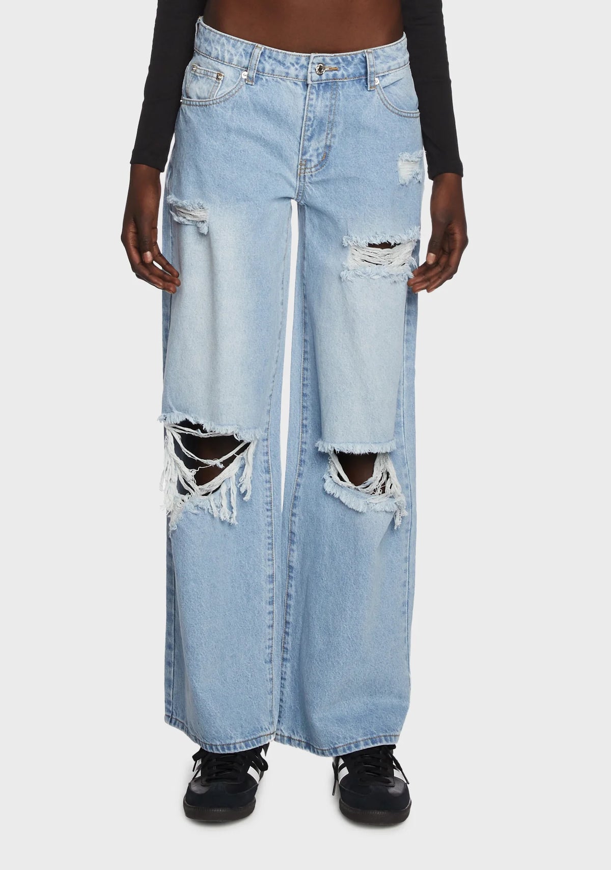Distressed Low Rise Boyfriend Jeans