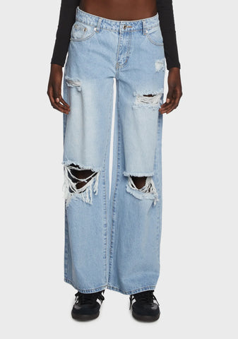 Distressed Low Rise Boyfriend Jeans