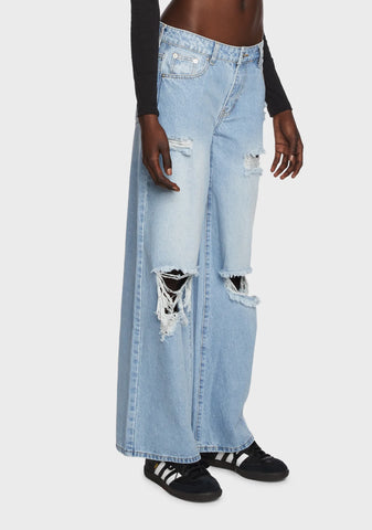 Distressed Low Rise Boyfriend Jeans