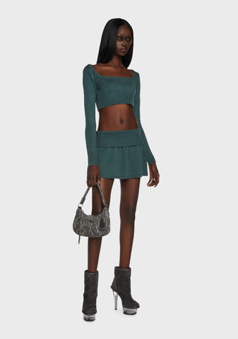 Allure Fold Over Knitted Mini Skirt