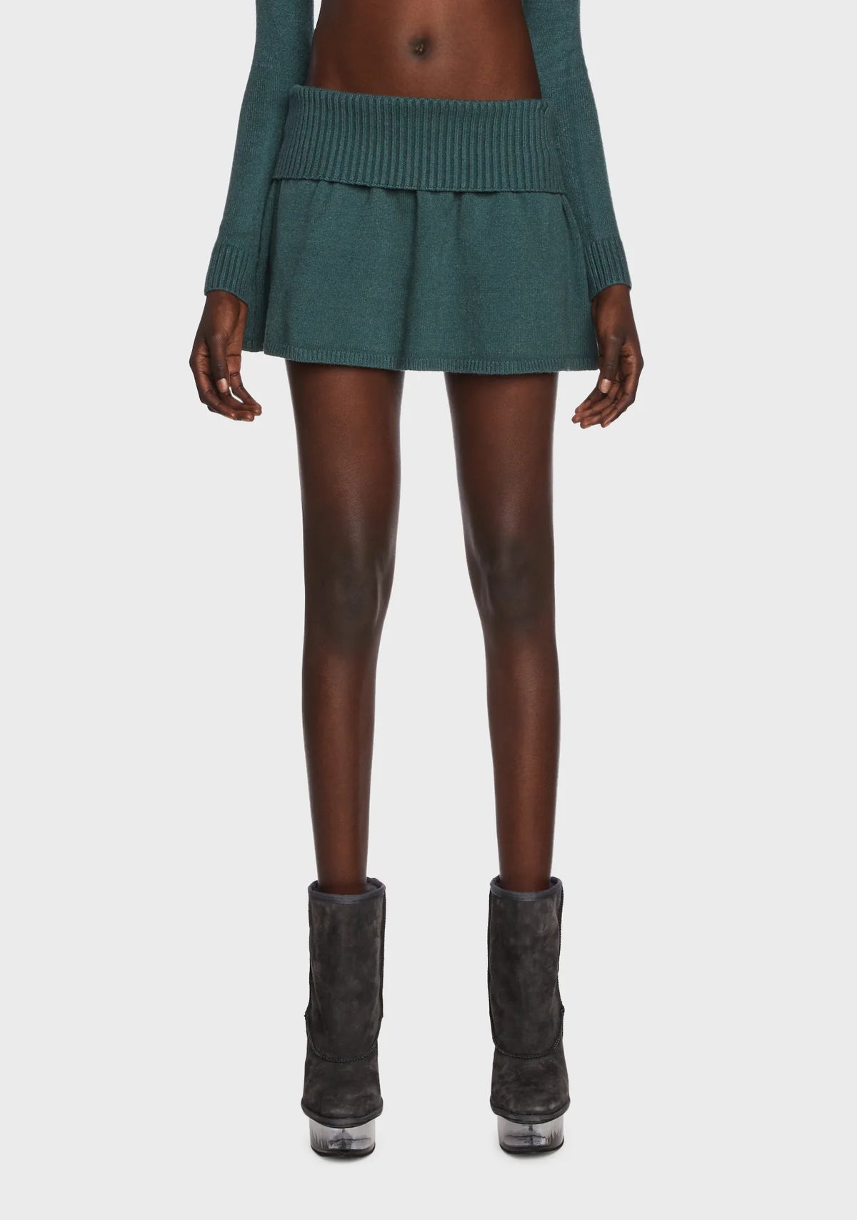 Allure Fold Over Knitted Mini Skirt