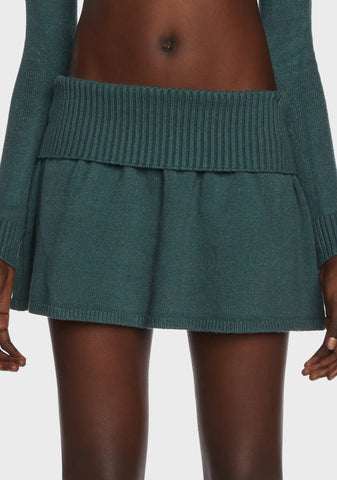 Allure Fold Over Knitted Mini Skirt