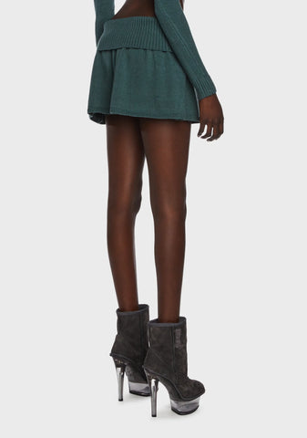 Allure Fold Over Knitted Mini Skirt