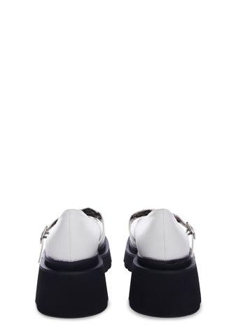 Renegade-56 Cat Mary Janes- White