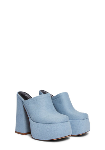 Beyza-2 Platform Mules - Denim