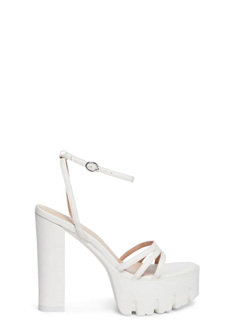 Caria-1 Block Heels - White