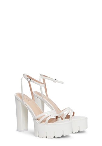 Caria-1 Block Heels - White