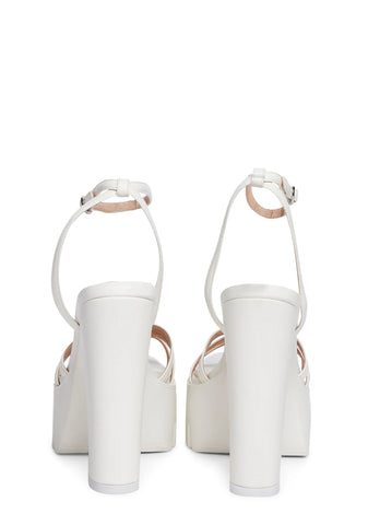 Caria-1 Block Heels - White