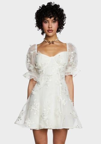 Sweetheart Portrait Mini Dress - White