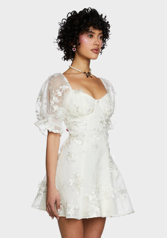 Sweetheart Portrait Mini Dress - White