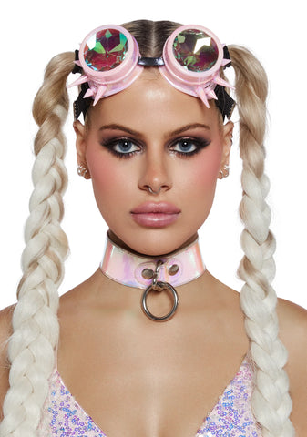 Kaleidoscope Eyes Spiked Goggles - Light Pink