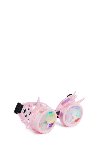 Kaleidoscope Eyes Spiked Goggles - Light Pink