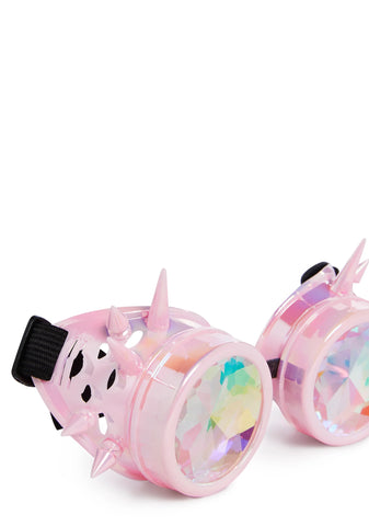 Kaleidoscope Eyes Spiked Goggles - Light Pink