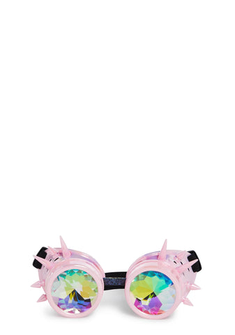 Kaleidoscope Eyes Spiked Goggles - Light Pink
