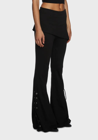 2-In-1 Boot-Cut Leggings With Micro Slant Skirt