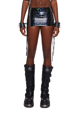 Lace-Up Mini Skirt