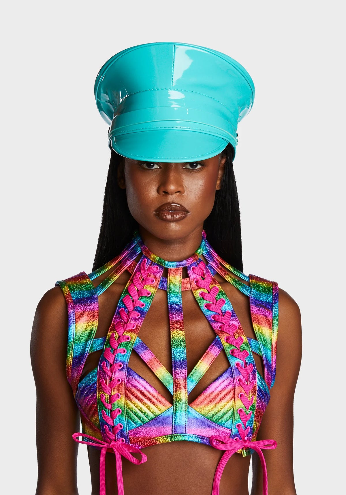 Strap Captain Hat - Neon Turquoise