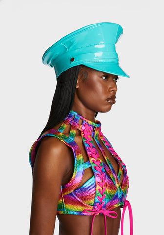 Strap Captain Hat - Neon Turquoise