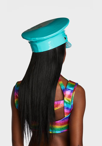 Strap Captain Hat - Neon Turquoise