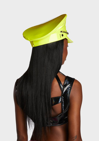 Chain Strap Captain Hat - Neon Yellow