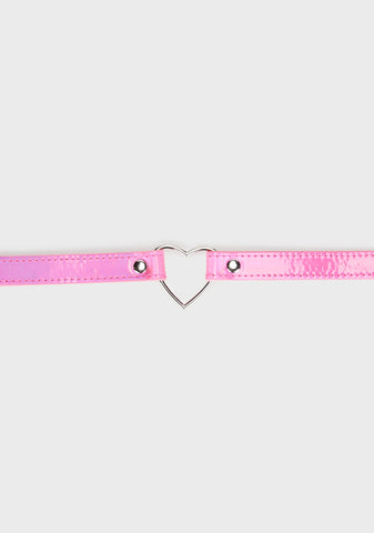 Pink Rainbow Heart Choker
