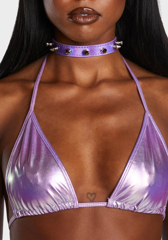 Purple Rainbow Spike Choker