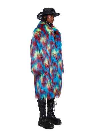 Twisted Parrot Faux Fur Coat