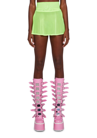 Mesh Skater Skirt - Neon Yellow
