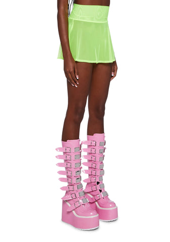Mesh Skater Skirt - Neon Yellow