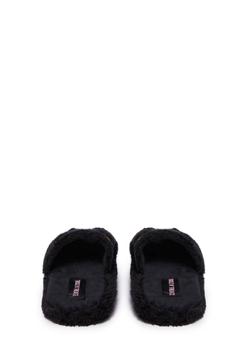Totally Cracked Faux Fur Slides