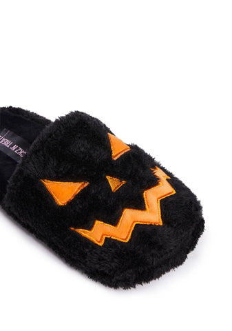 Totally Cracked Faux Fur Slides