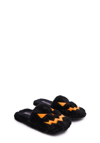 Totally Cracked Faux Fur Slides