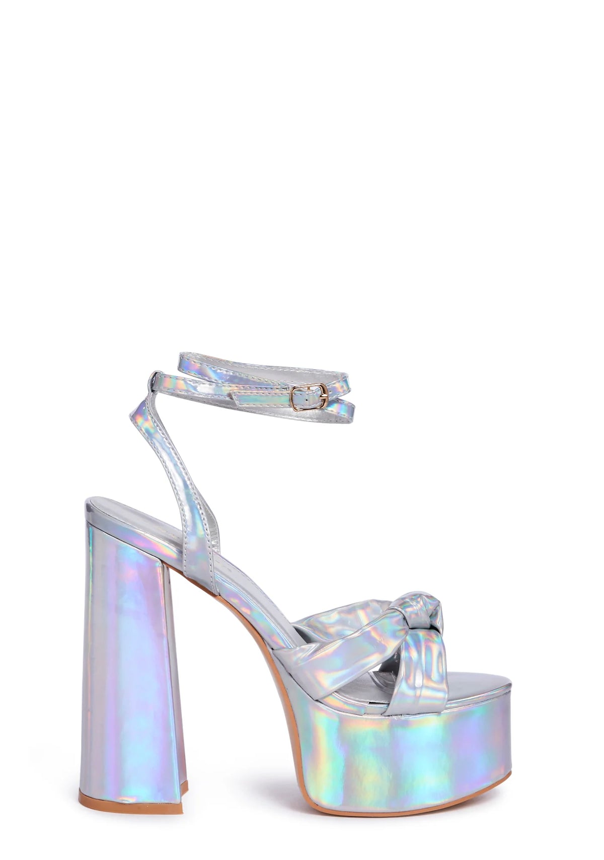 Holographic Leo Platform Heels