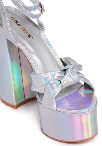 Holographic Leo Platform Heels