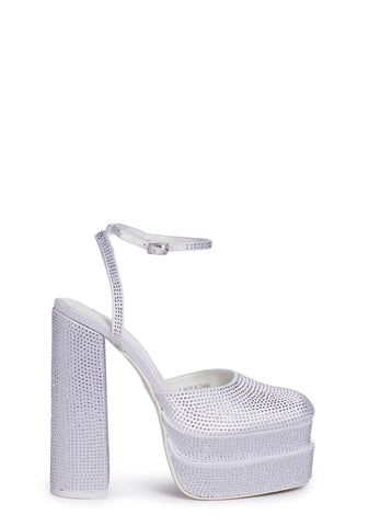 Moonchild Satin Platform Heels - White
