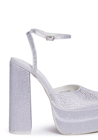Moonchild Satin Platform Heels - White