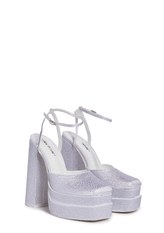 Moonchild Satin Platform Heels - White