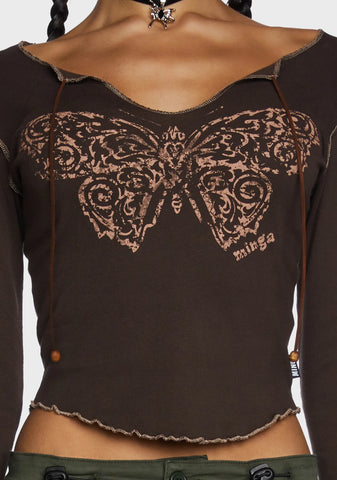 Nabi Butterfly Print Top