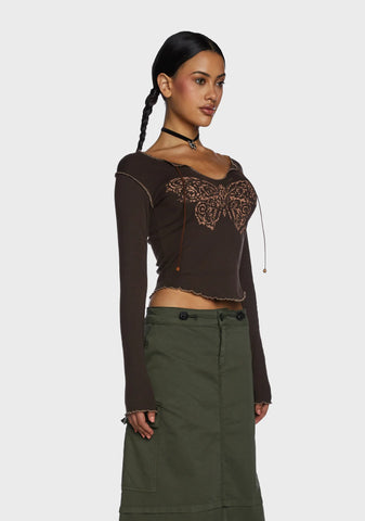 Nabi Butterfly Print Top