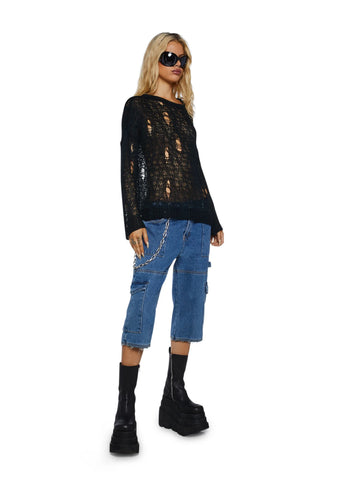 Avril Distressed Knit Sweater