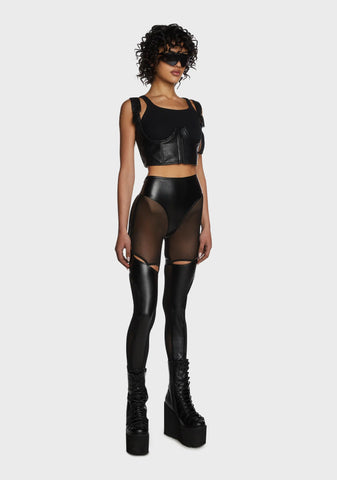 Tech Waves Vegan Leather Pants