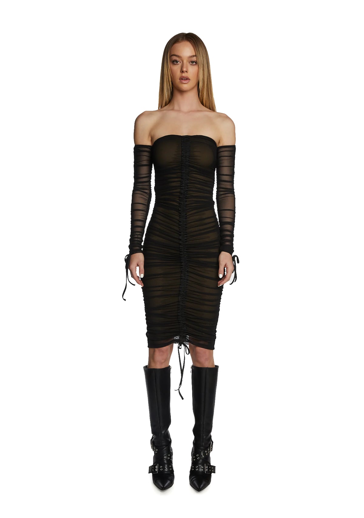 Swipe Left Mesh Midi Dress